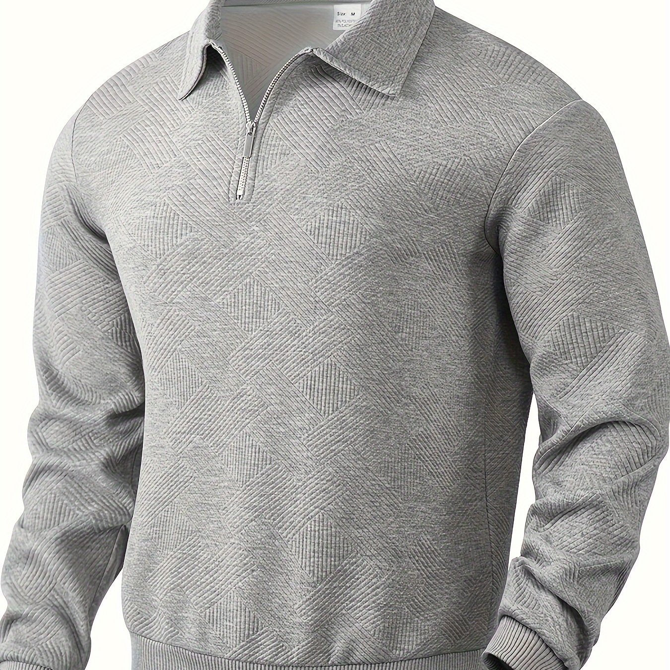 Daan | Geometrisch patroon pullover met rits en revers kraag