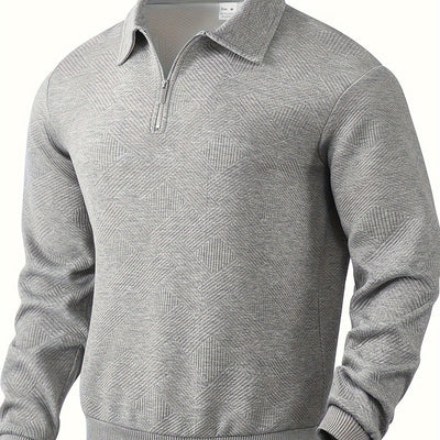 Daan | Geometrisch patroon pullover met rits en revers kraag