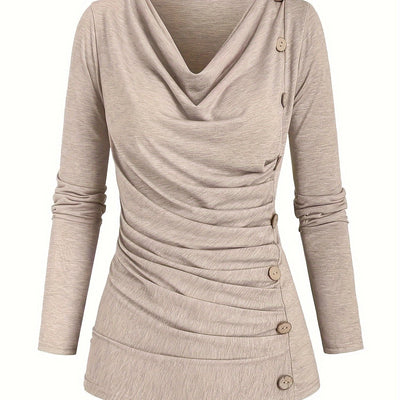 Lotte | Plain knitted top with turtleneck and ruffles