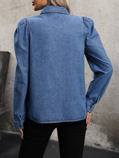Sophie | Denim jack met lange mouwen en klepzakken