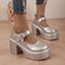 Mara | Metallic zilveren platformpumps met hoge hak