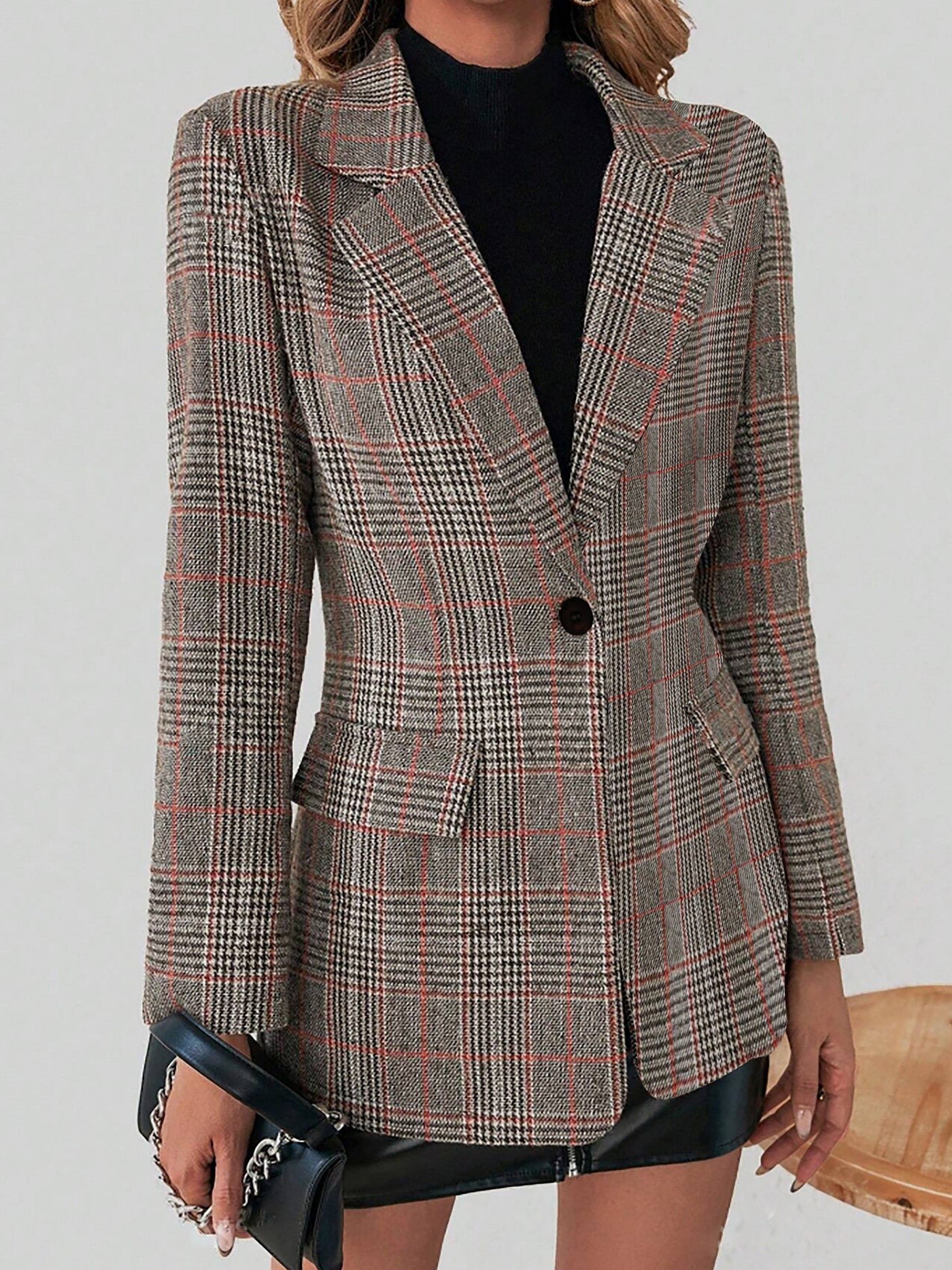 Emma | Elegant checked blazer with long sleeves