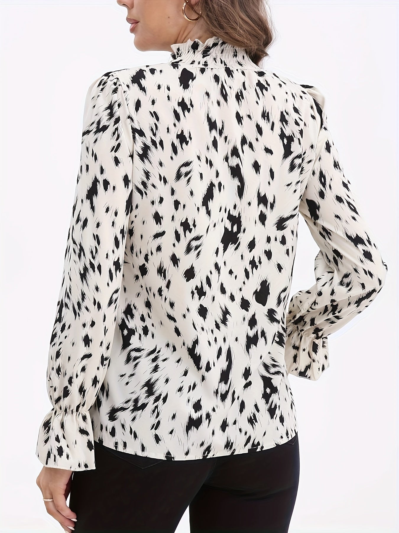 Eline | Blouse with full print and stand-up collar