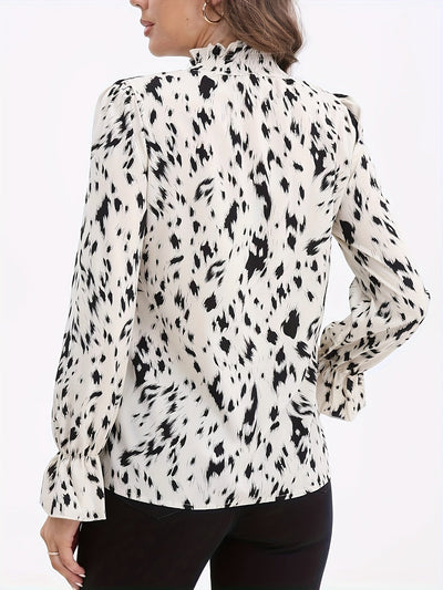 Eline | Blouse with full print and stand-up collar