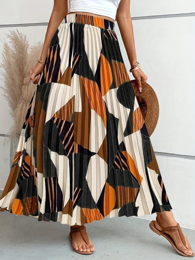 Elise | Pleated skirt with allover geo print