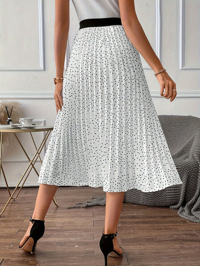 Elise | Pleated midi skirt with polka dots and high waist