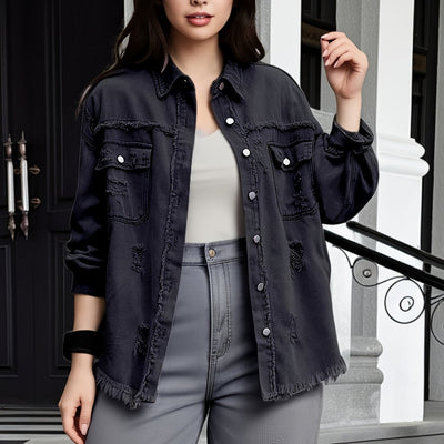 Chloe | Chique distressed denim jas voor dames