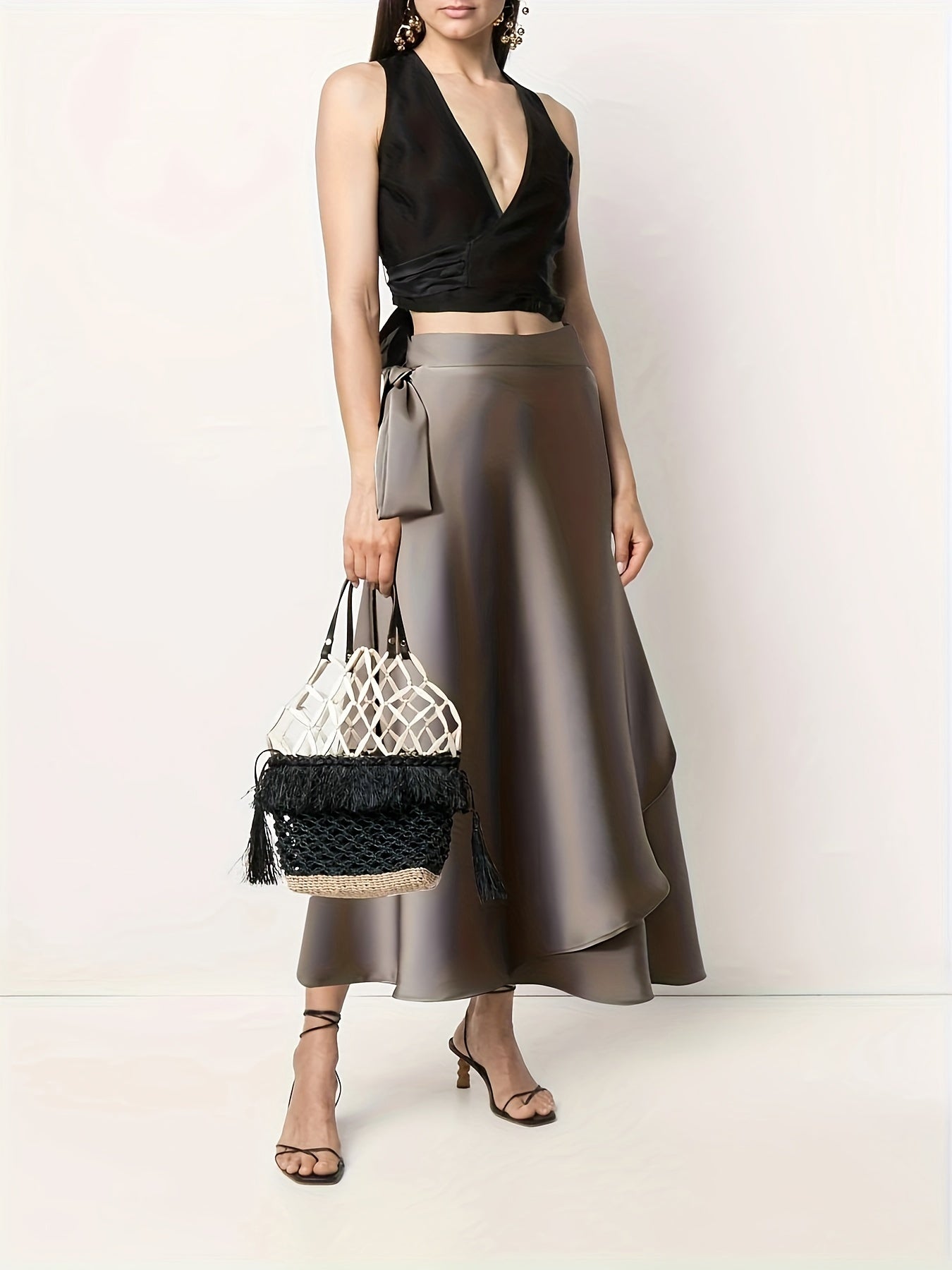 Lara | High-waisted wrap skirt in elegant solid color