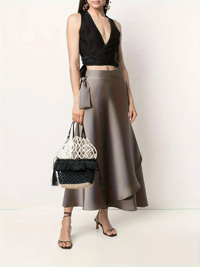 Lara | High-waisted wrap skirt in elegant solid color