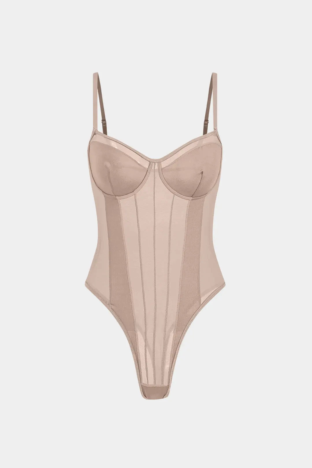 Celestia - Een verleidelijke doorschijnende mesh corset-body voor dames