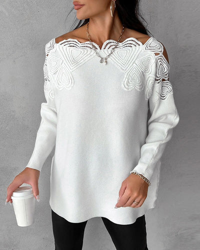 Margaux - Kanten Paneel Off Shoulder Tops