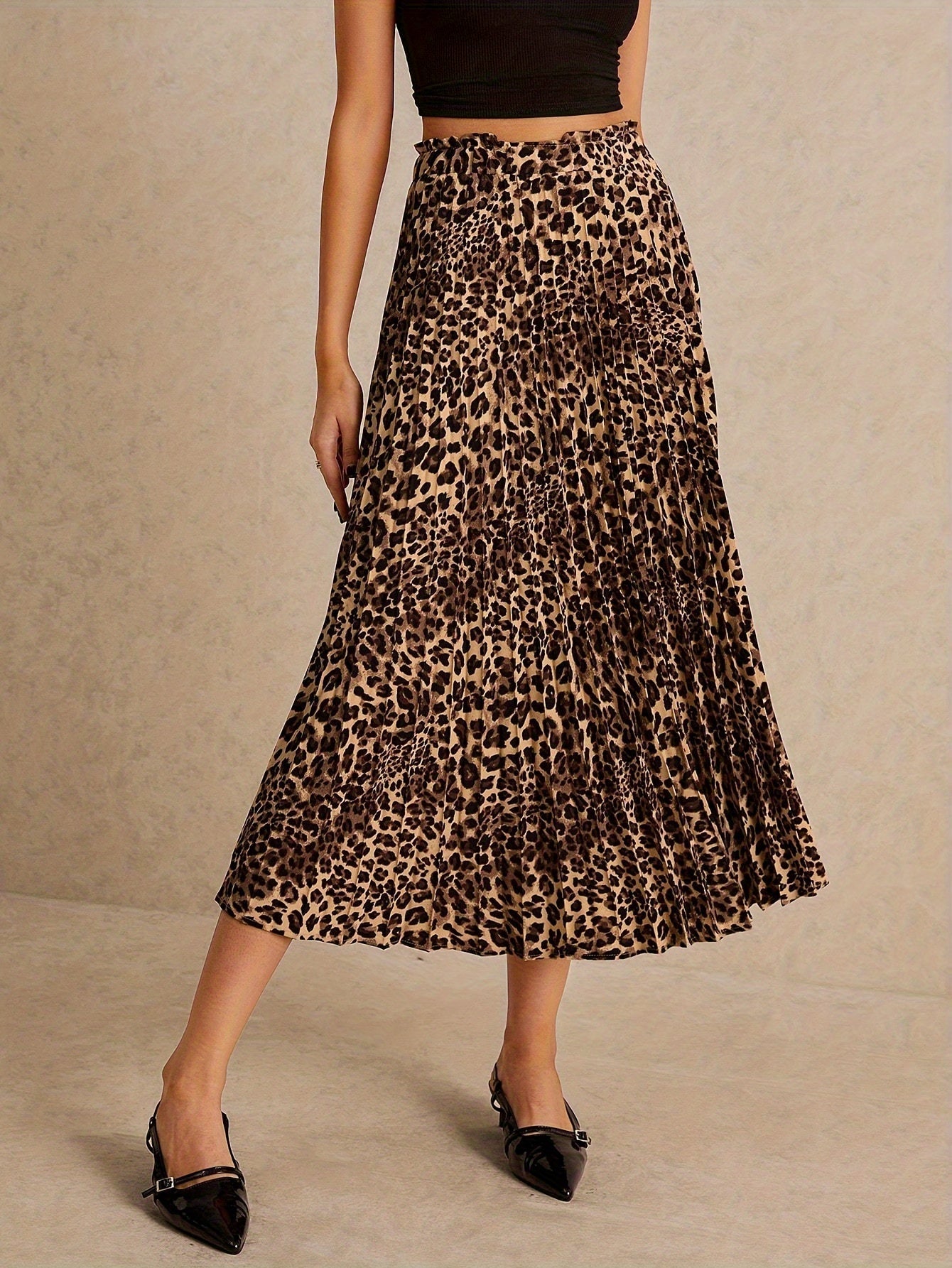 Nina | Elegante geplooide luipaardprint rok