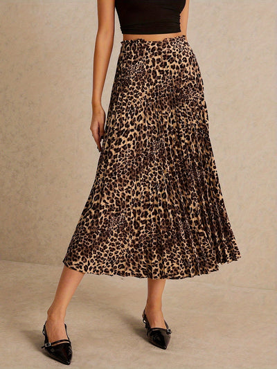 Nina | Elegante geplooide luipaardprint rok
