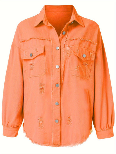 Chloe | Chique distressed denim jas voor dames