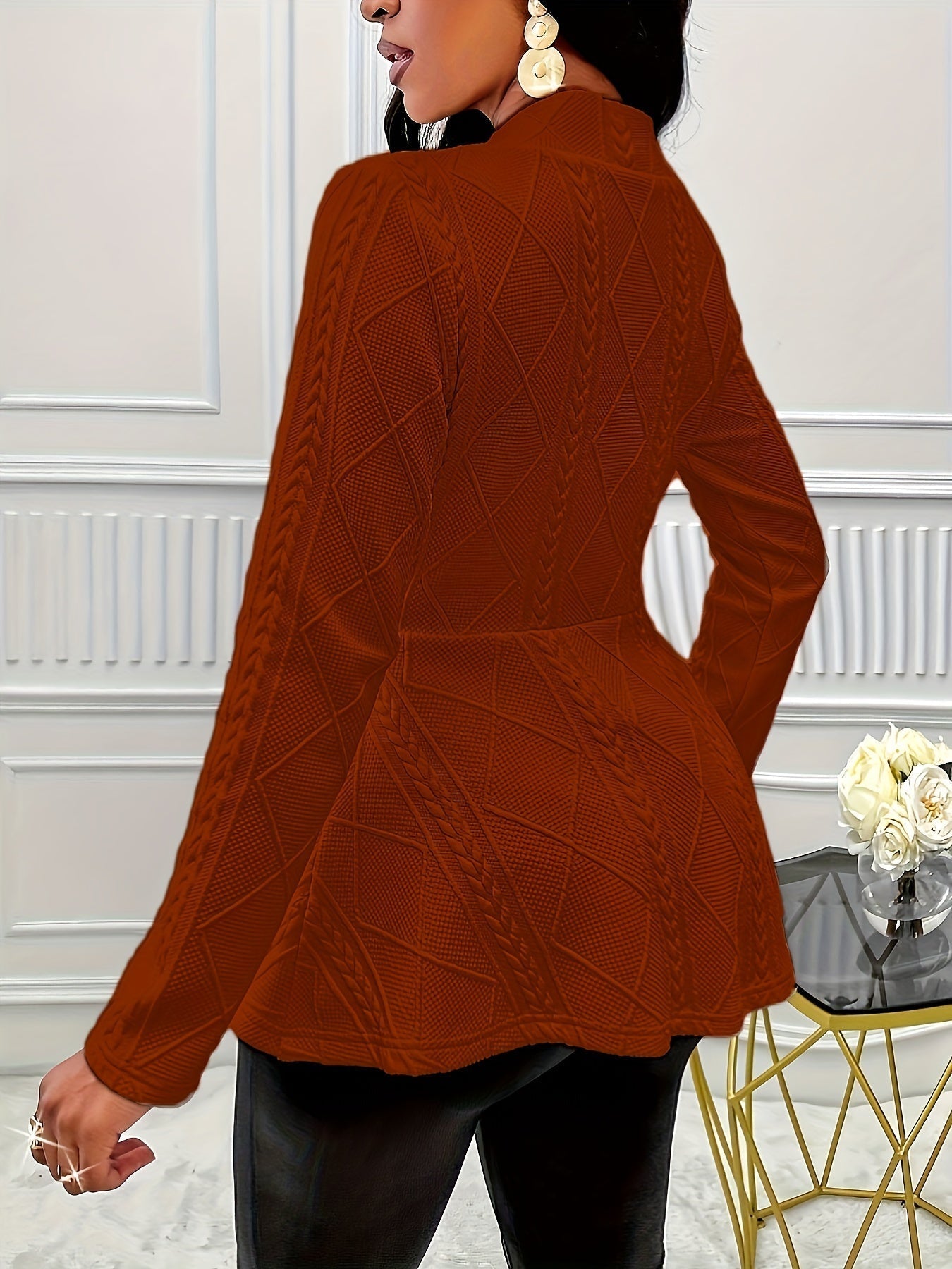 Elise | Plain textured long-sleeved blazer