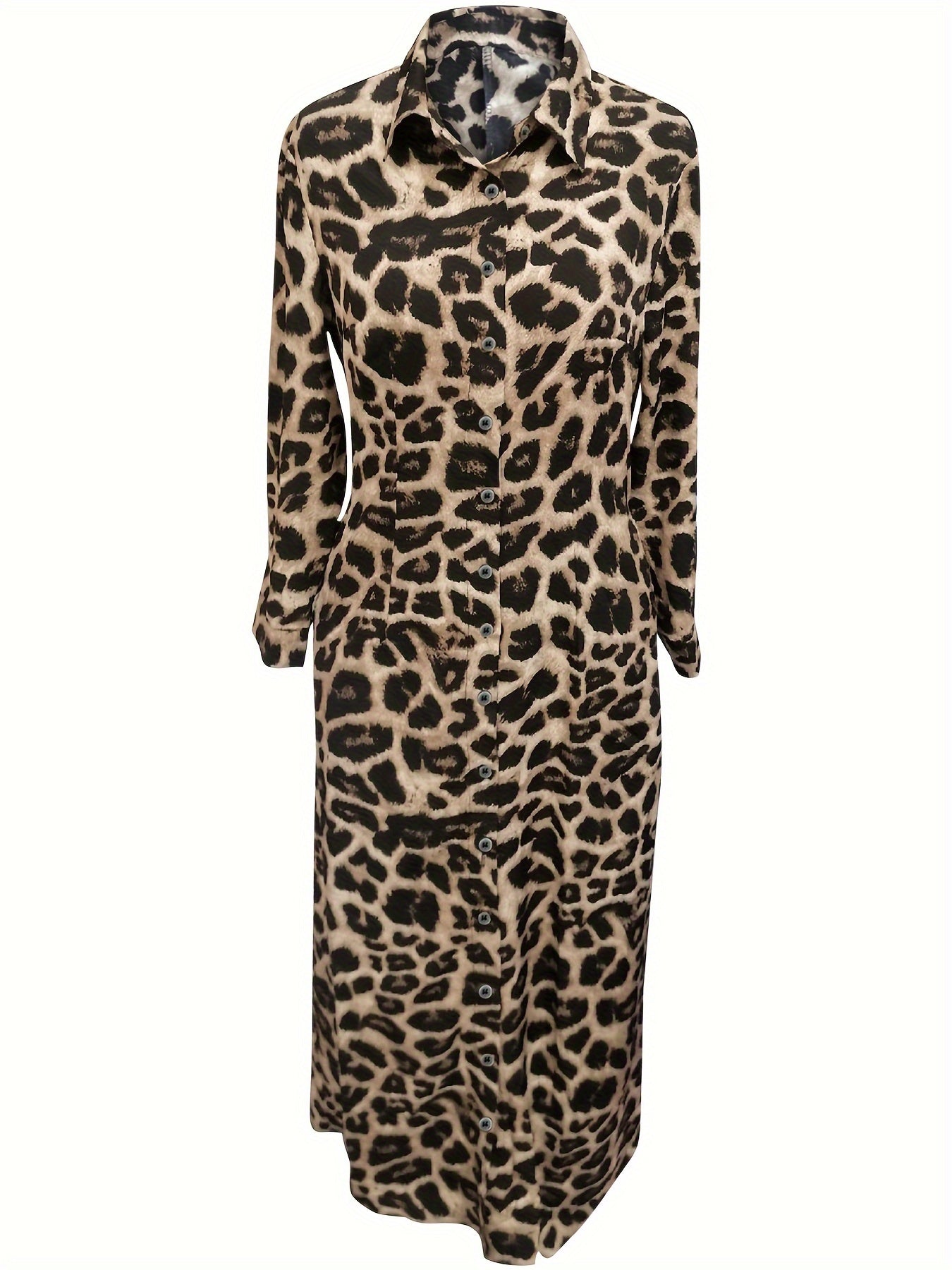 Emma | Maxi-jurk met luipaardprint en knopen
