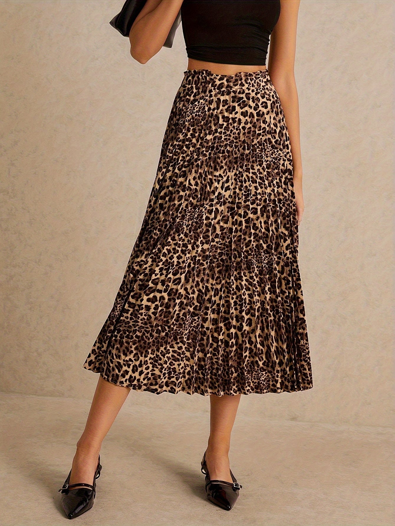 Nina | Elegante geplooide luipaardprint rok