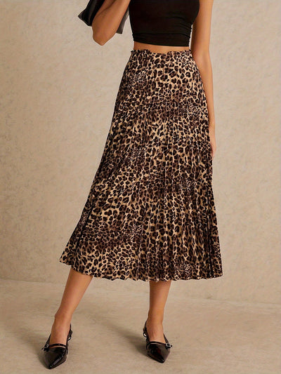 Nina | Elegante geplooide luipaardprint rok