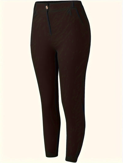 Lotte | Elegante effen kleur vrouwenbroek met knopdetail