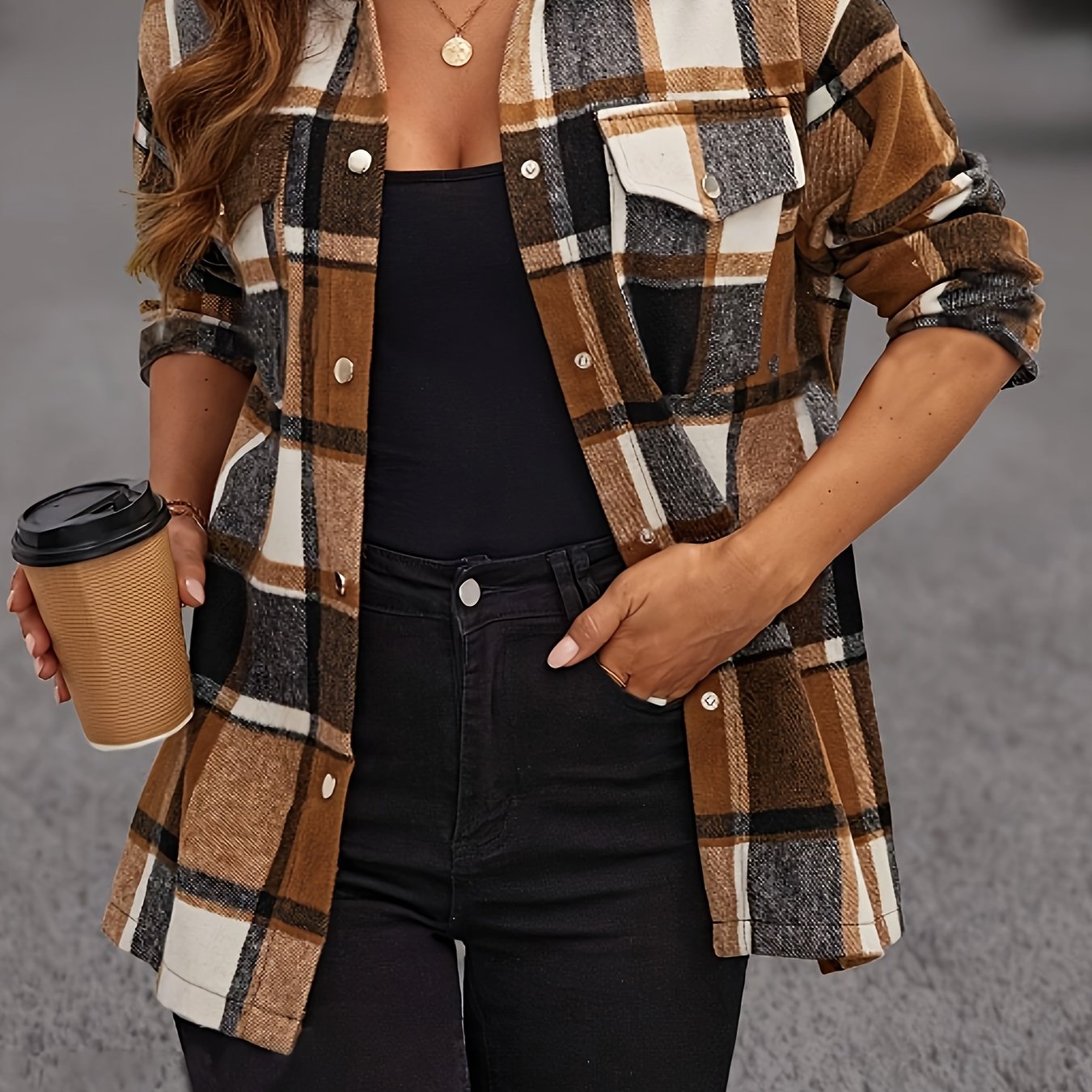 Femke | Geruit casual overhemd met lange mouwen