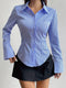 Elise | Elegant polyester polo with long sleeves and a V-neck