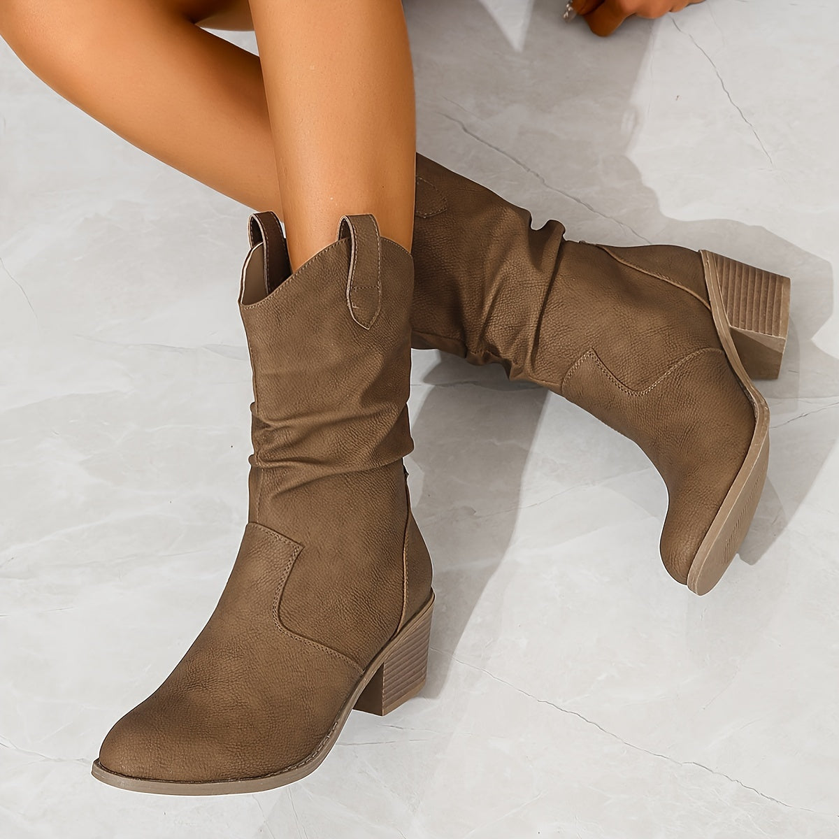 Lotte | Women's slouch western boots with block heel