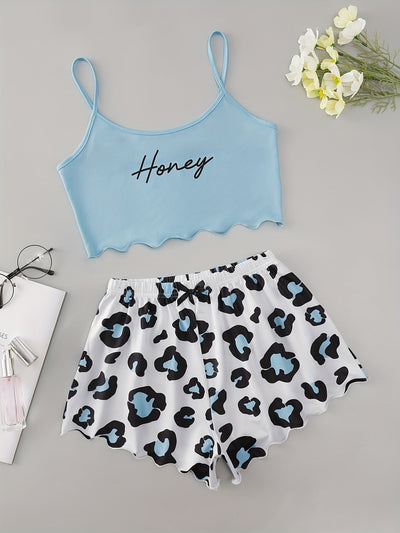 Sophie | Sexy luipaard & letter print pyjama set