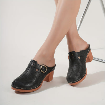 Elin | Elegant women's mules with platform and thick heels
