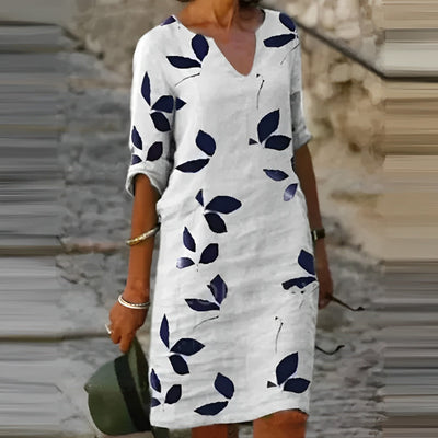 Dames Zomerse Jurk met Bladerenprint