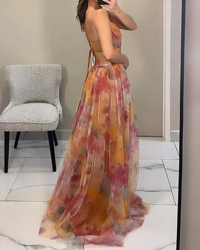 Fionella - Bloemen Chiffon Jurk voor Dames - Vloeiend & Romantisch