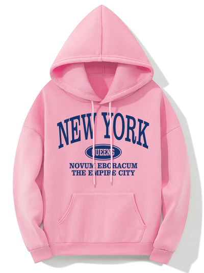 Nina | Hoodie met New Yorkse letterprint en kangoeroezak