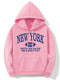 Nina | Hoodie met New Yorkse letterprint en kangoeroezak