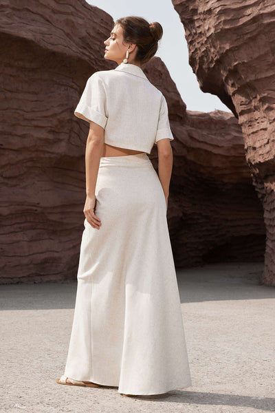 Victoria - Elegante Korte Linnen Crop Shirt voor Dames