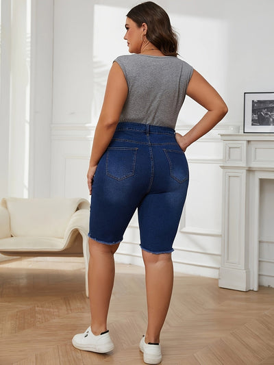 Emma | Effen blauwe denim shorts