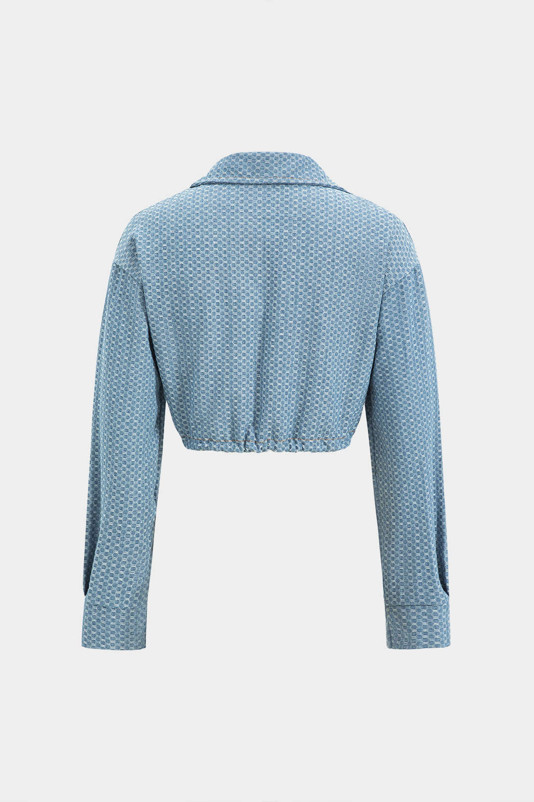 Denim Long Sleeve Drawstring Top and Jeans Set