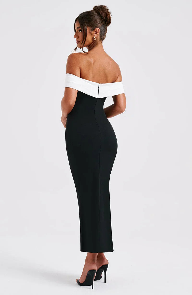 Lina - Elegante lange zwarte jurk