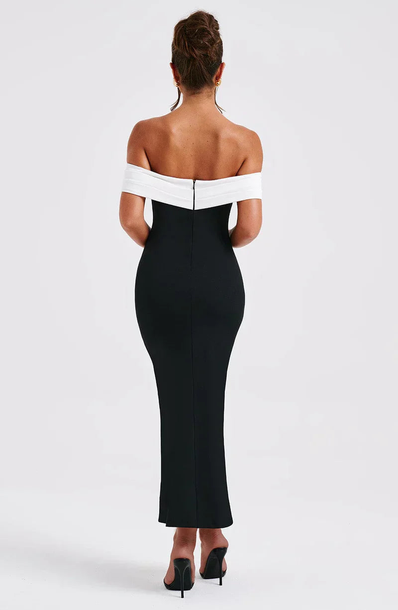 Lina - Elegante lange zwarte jurk