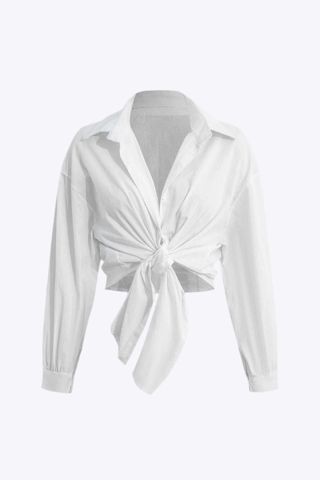 Tamsin - Chic Effen Knoop Dames Langemouw Shirt