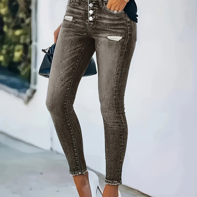 Nina | Modieuze & veelzijdige skinny jeans met hoge taille in klassiek blauw