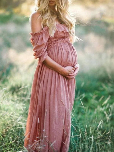 Isalie-Anne - Off-Shoulder Maxi Zwangerschapsjurk