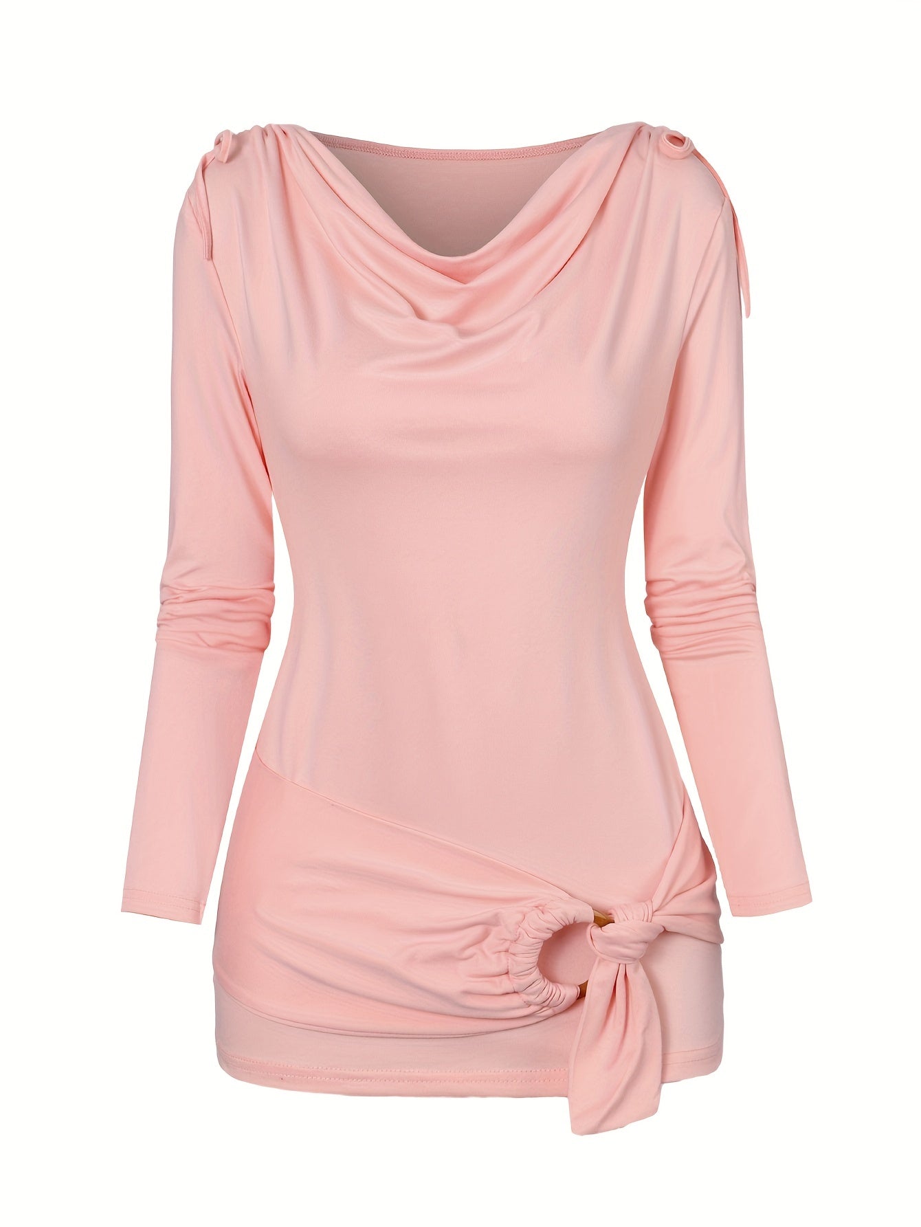 Isa | Elegant top with a waterfall neckline and decorative ruffles