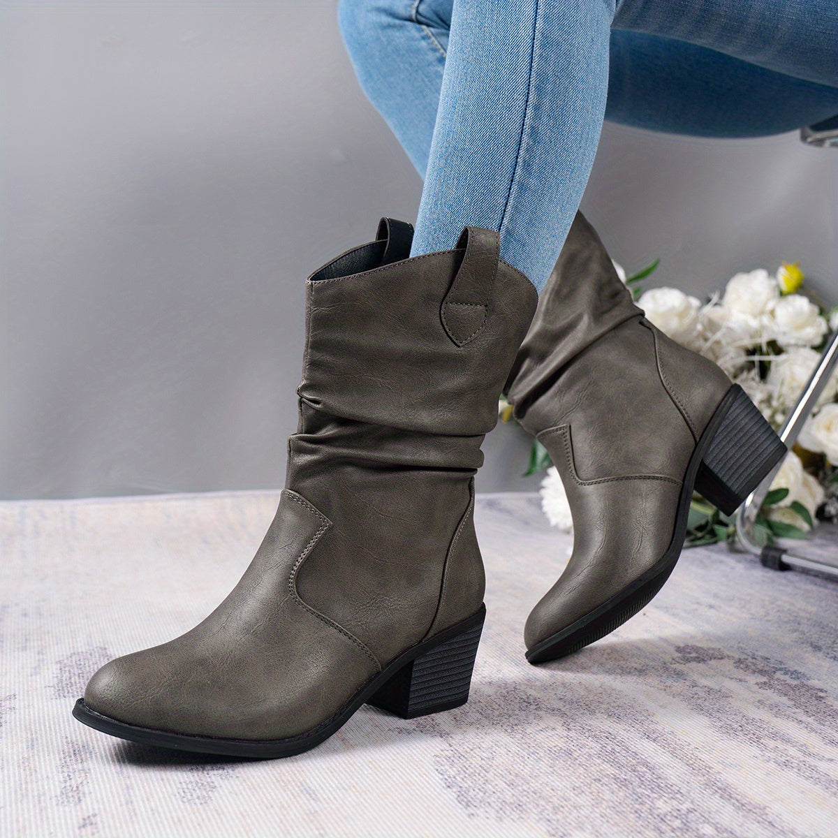 Lotte | Women's slouch western boots with block heel