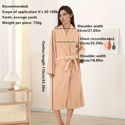 Lara | Soft coral fleece bathrobe with long sleeves and belt