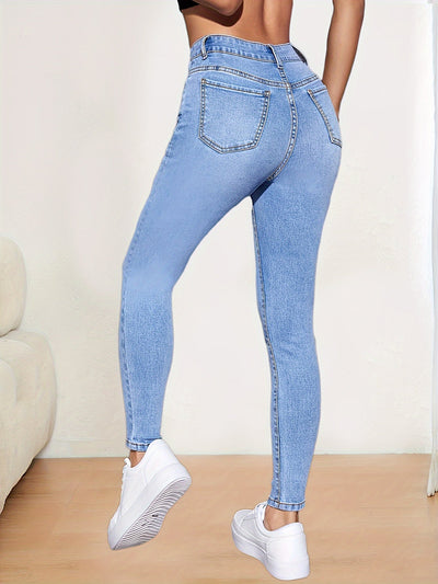 Emma | High-waisted skinny jeans in solid color