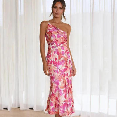 Pamela - elegante off-shoulder bloemenjurk