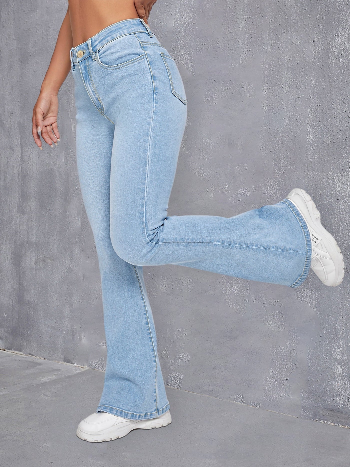 Sophie | Blauwe slim fit flare jeans met hoge stretch