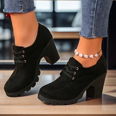 Lotte | Plain color casual pumps with lace-up closure