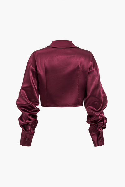 Valetta - Tijdloze Satijnen Twist Dames Langemouwen Shirt