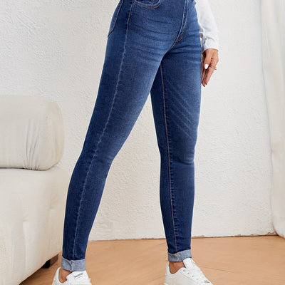 Lotte | Olive green high-waisted slim-fit jeans with stretch denim