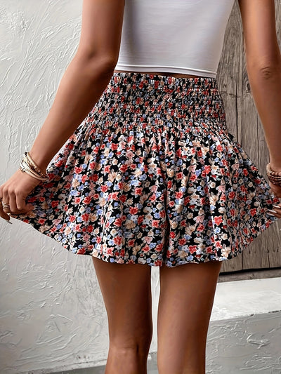 Nina | Casual bloemenprint minirok met gerimpelde taille